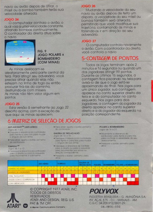 Atari 2600 VCS Air-Sea Battle (Batalha Aero-Naval) : scans, dump, download,  screenshots, ads, videos, catalog, instructions, roms