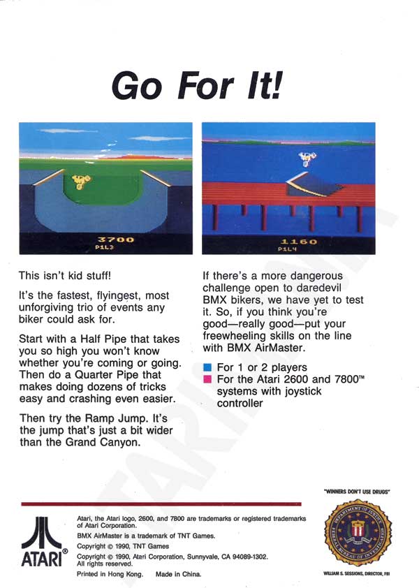 Atari 2600 VCS BMX Air Master : scans, dump, download, screenshots, ads