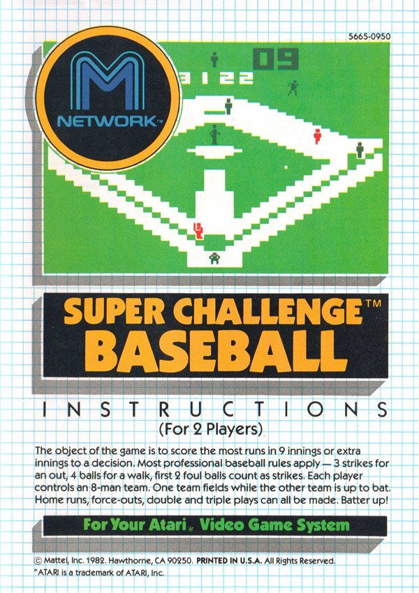 Atari 2600 VCS Super Challenge Baseball : scans, dump, download