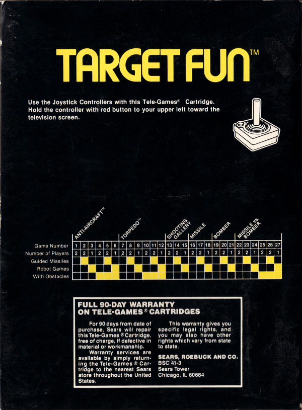 Atari 2600 VCS Target Fun : scans, dump, download, screenshots