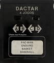 4 Jogos - Pac-Man / Enduro / Basket / Baseball Atari cartridge scan