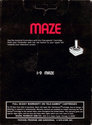 Maze Atari cartridge scan