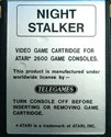 Night Stalker Atari cartridge scan