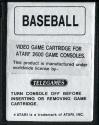 World Championship Baseball Atari cartridge scan