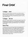 Final Orbit Atari instructions