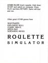 Roulette Simulator Atari instructions