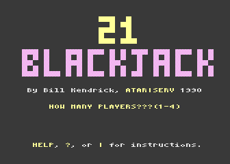 21 Blackjack atari screenshot