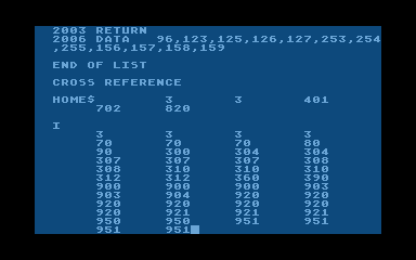 BASIC Cross-Reference Utility atari screenshot
