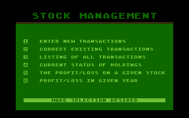 Stock Management atari screenshot