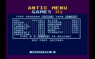 Antic Games Disk #1 atari screenshot