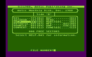 Antic magazine disk December 1988, Vol. 7, No. 8 atari screenshot