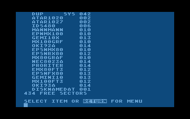 AtariWriter Printer Drivers atari screenshot
