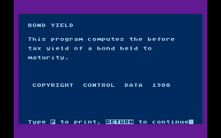 Bond Analysis atari screenshot