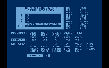 RPN Calculator Simulator atari screenshot