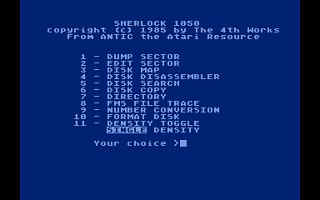 Sherlock 1050 atari screenshot