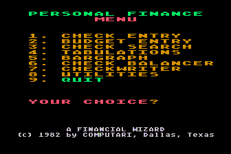 Financial Wizard (A) atari screenshot