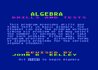 Algebra Drills and Tests atari screenshot