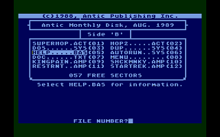 Antic magazine disk August 1989, Vol.8, No.4 atari screenshot