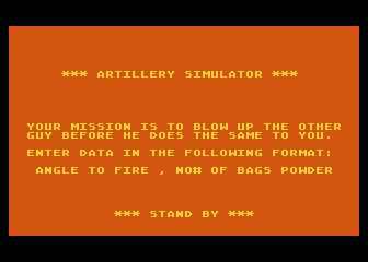 Artillery Simulator atari screenshot