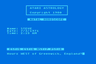 Astrology atari screenshot