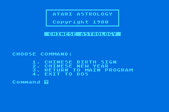 Astrology atari screenshot