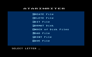 AtariWriter atari screenshot