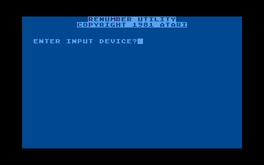 BASIC Renumber Utility (RENUM) atari screenshot