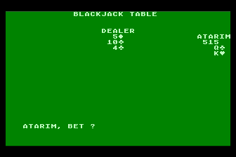 Blackjack atari screenshot