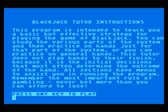 Blackjack Strategy Tutor atari screenshot