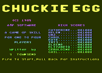 Chuckie Egg atari screenshot