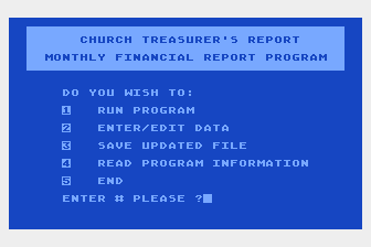 Church Treasurer's Report atari screenshot