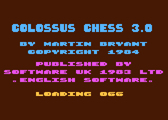Colossus Chess 3.0 atari screenshot