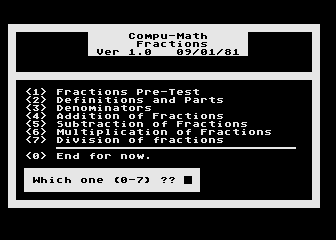 Compu-Math Fractions atari screenshot