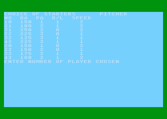Computer Baseball Strategy atari screenshot