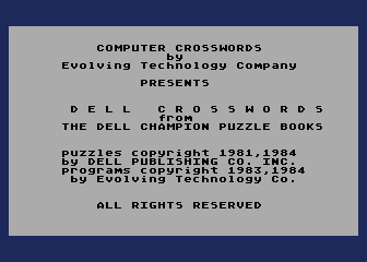 Computer Crosswords - Dell atari screenshot