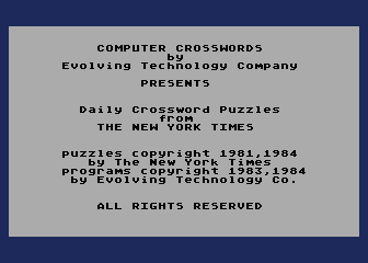 Computer Crosswords - The New York Times - Volume 1 atari screenshot