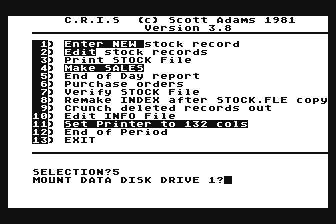 CRIS - Cash Register Inventory System atari screenshot