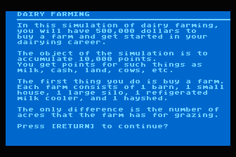 Dairy Farming atari screenshot