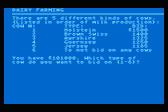 Dairy Farming atari screenshot
