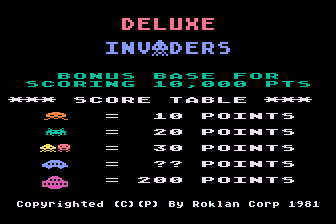 Deluxe Invaders atari screenshot