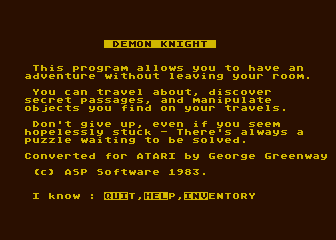 Demon Knight atari screenshot