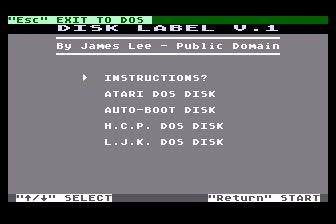 Disk Label atari screenshot