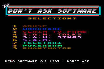 Don't Ask Computer Software Demo Disk atari screenshot
