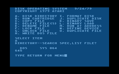 DOS 1.0 atari screenshot