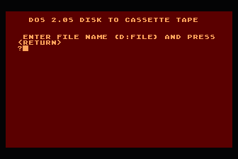 DOS 2.0S Disk to Cassette Tape atari screenshot