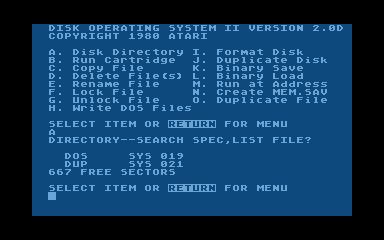 DOS 2.0D atari screenshot