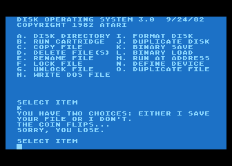 DOS 3.0 atari screenshot