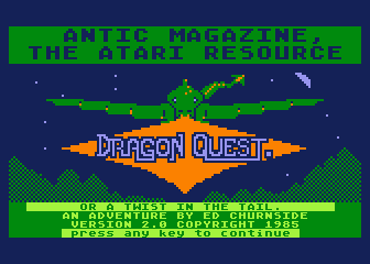 Dragon Quest or a Twist in the Tail atari screenshot