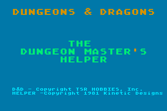 Dungeons and Dragons - The Dungeon Master's Helper atari screenshot