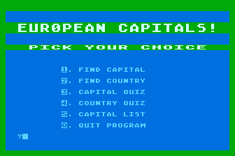 European Capitals! atari screenshot